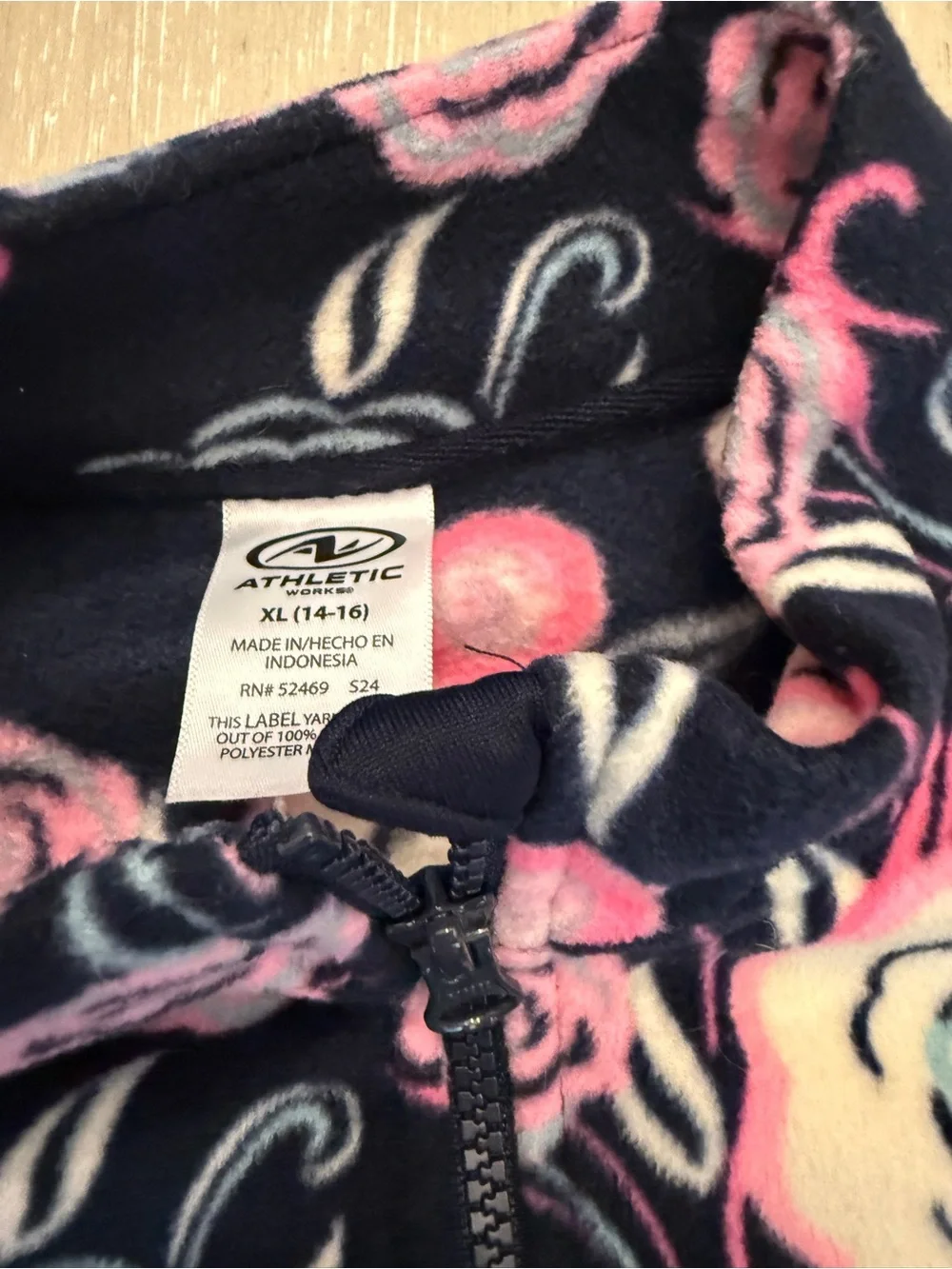Athletic Works Navy Floral Half-Zip Fleece Pullover